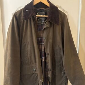 Barbour Men's Olive Field Jacket with Corduroy Collar